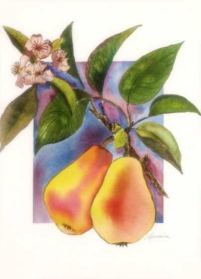 "A Pair of Pears" painting by artist Catherine Lemoine