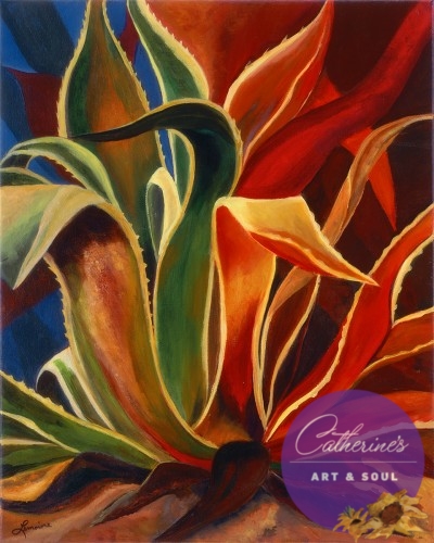 "Agave Aglow" painting by Catherine Lemoine