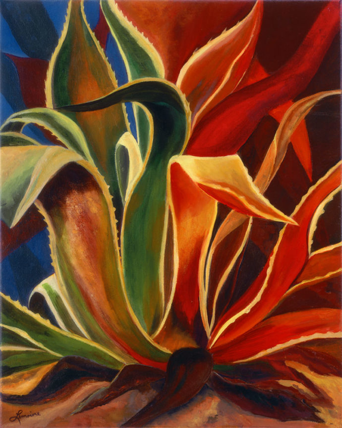 "Agave Aglow" painting by Catherine Lemoine