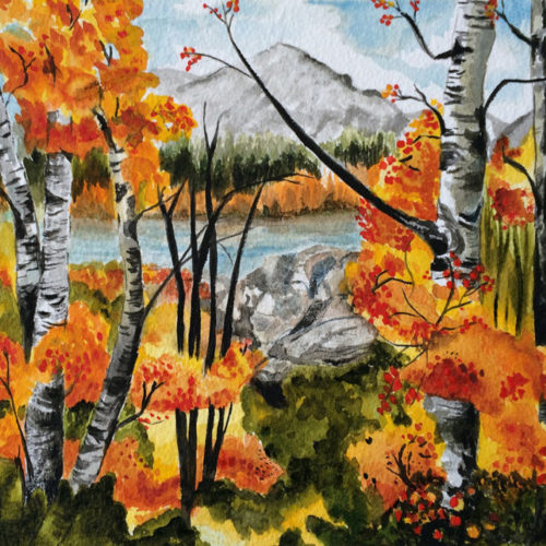 "Autumn Aspens" painting by Catherine Lemoine