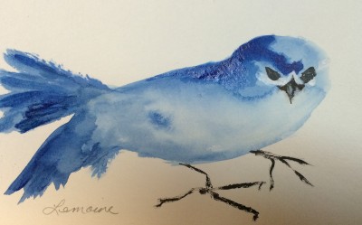"Blue Birdie" painting by artist Catherine Lemoine