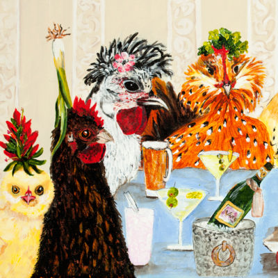 Chicken Dinner - Original painting by Catherine Lemoine