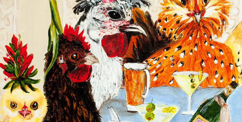 Chicken Dinner - Original painting by Catherine Lemoine