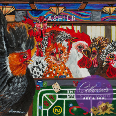 "Chicken Royale" painting by Catherine Lemoine