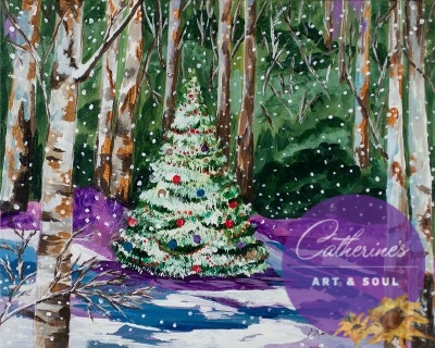 "Christmas Snow" painting by artist Catherine Lemoine