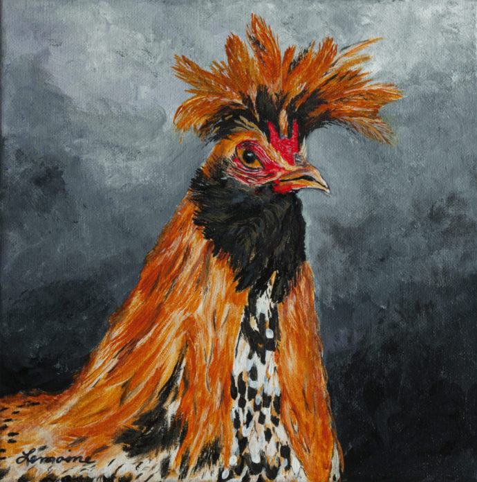 "Gold Crested Brabanter" painting by Catherine Lemoine