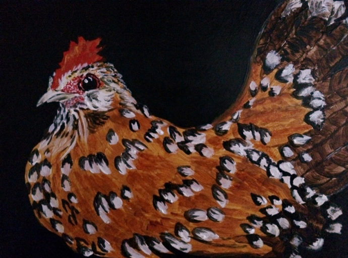 "Millie Fleur Hen" painting by artist Catherine Lemoine