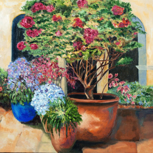 "Mission Garden" painting by Catherine Lemoine