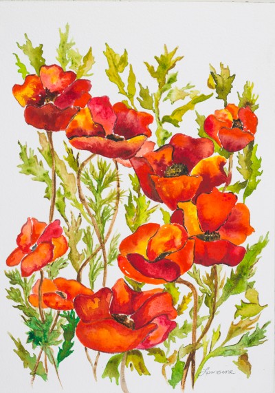"Nine Poppies" painting by Catherine Lemoine