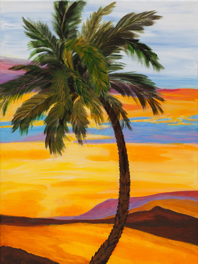 "Palm Lesson" painting by Catherine Lemoine