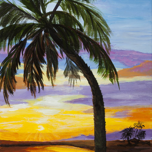 "Palm Silhouette" painting by Catherine Lemoine