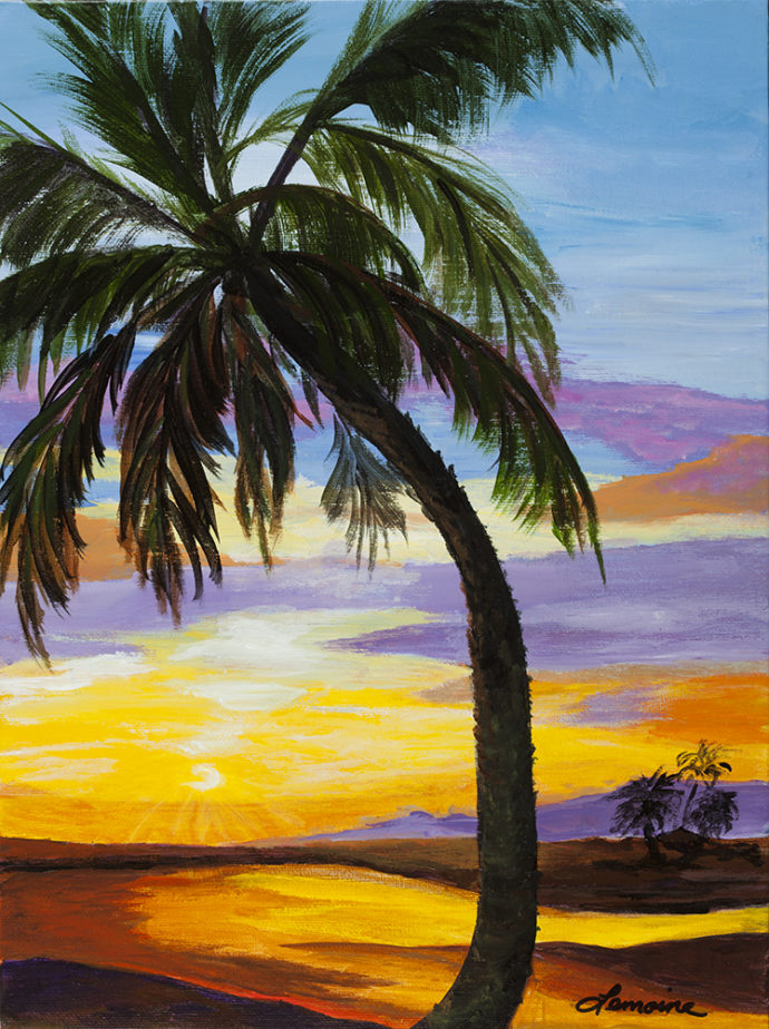"Palm Silhouette" painting by Catherine Lemoine