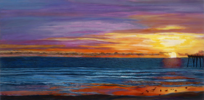 "Pismo Sunset" painting by artist Catherine Lemoine