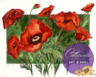 "Poppies Out of Bounds" painting by artist Catherine Lemoine