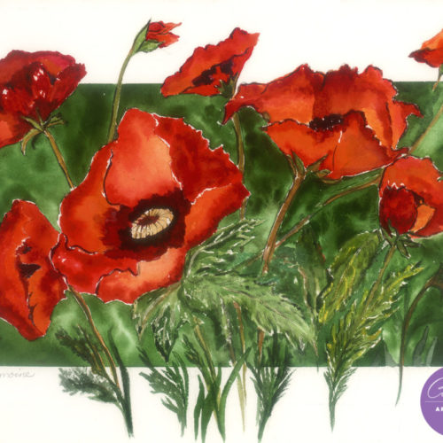 "Poppies Out of Bounds" painting by artist Catherine Lemoine