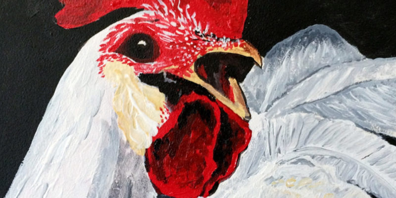 "Leghorn Rooster" painting by artist Catherine Lemoine