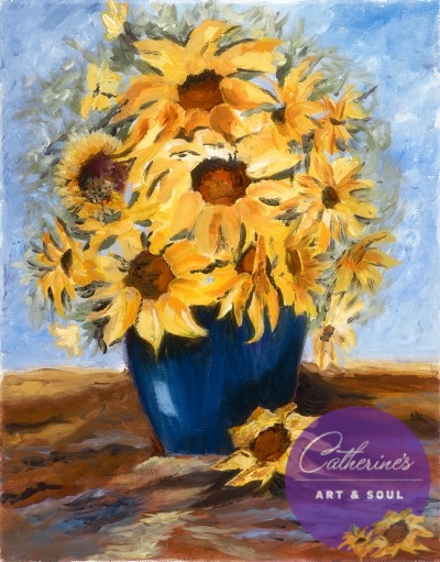 "Santa Fe Sunflowers" painting by Catherine Lemoine