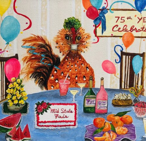 "Social Distancing Anniversary Party" painting by artist Catherine Lemoine
