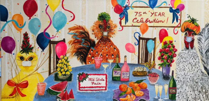 "Social Distancing Anniversary Party" painting by artist Catherine Lemoine