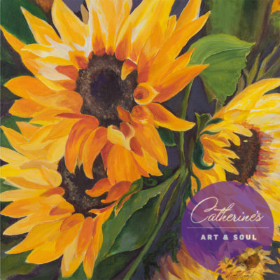 "Sunflower Trio" painting by Catherine Lemoine