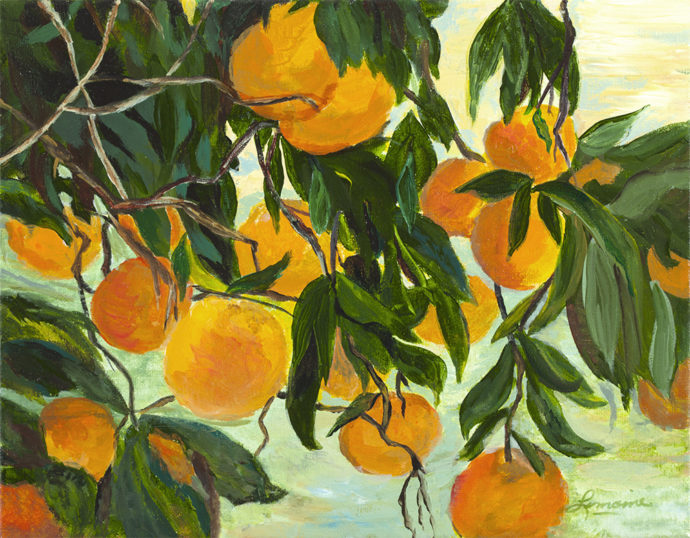 "Sunlite Orange's" painting by artist Catherine Lemoine