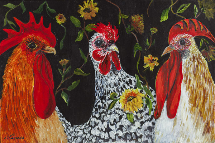"Three To Get Ready" painting by artist Catherine Lemoine