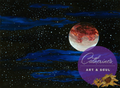 "Total Lunar Eclipse" painting by artist Catherine Lemoine