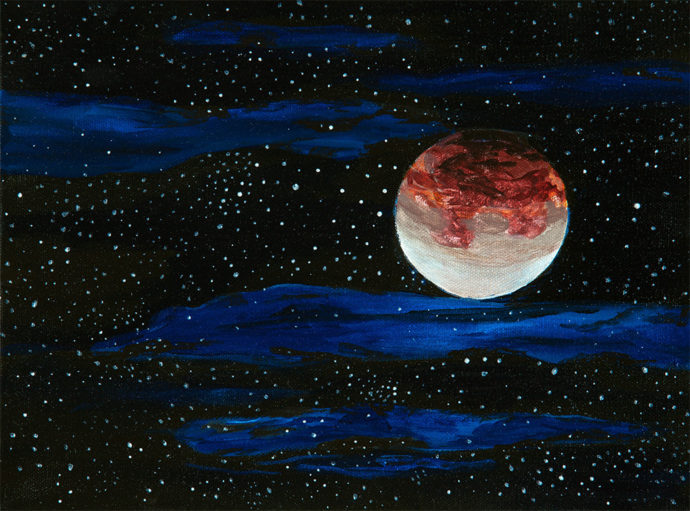"Total Lunar Eclipse" painting by artist Catherine Lemoine
