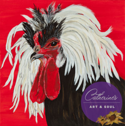 "Whoopy the Chicken" painting by artist Catherine Lemoine
