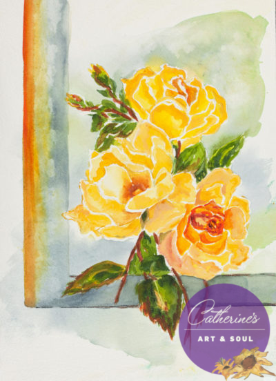 "Yellow Rose" painting by Catherine Lemoine