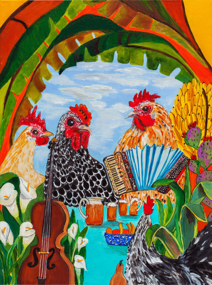 "Fiesta with Accordion" painting by Catherine Lemoine