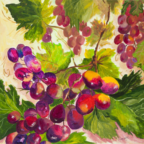 "Grapes" painting by artist Catherine Lemoine
