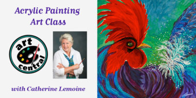 Learn to paint chickens at Catherine Lemoine's acrylic painting art class