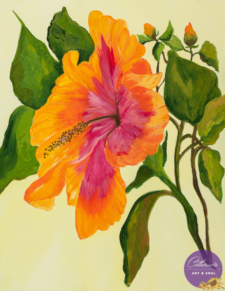 "Pink and Orange Hibiscus" by Catherine Lemoine